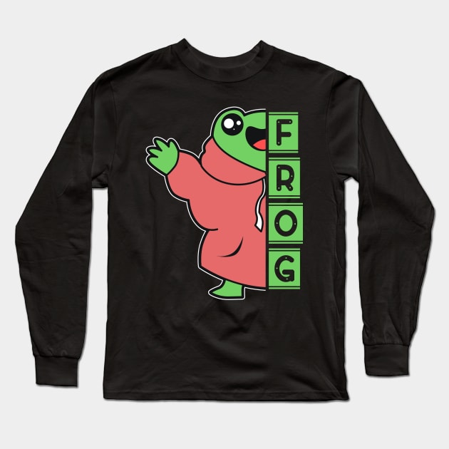 Funny Cool Frog Long Sleeve T-Shirt by Imutobi